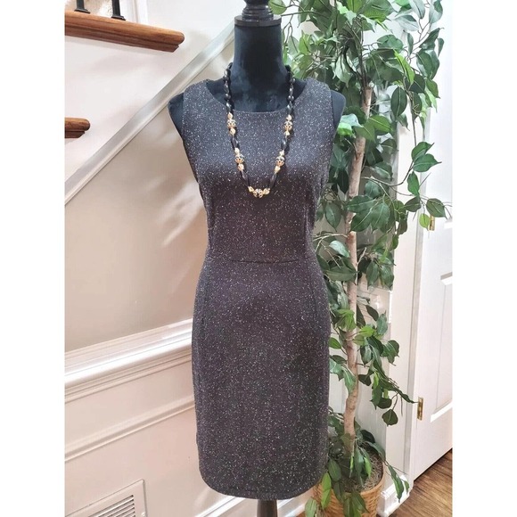 Womens Black Polyester Round Neck Sleeveless Casual Knee Length Dress Size Large - Picture 1 of 12